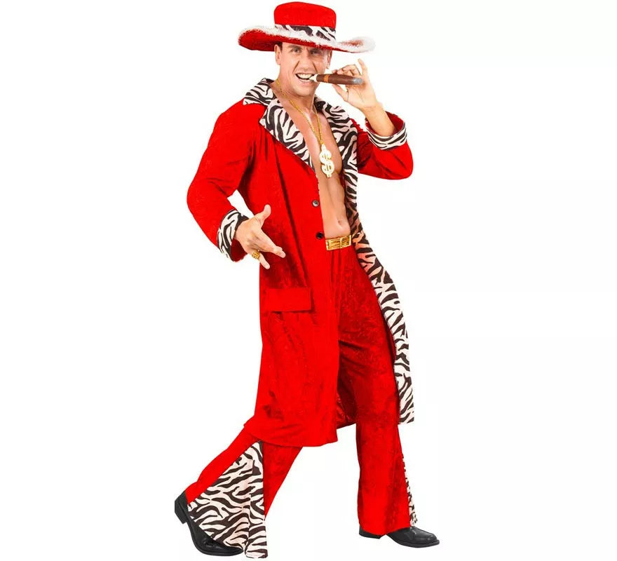 Translation missing: de.Disfraz de Rey de los Chulos rojo de terciopelo para hombre