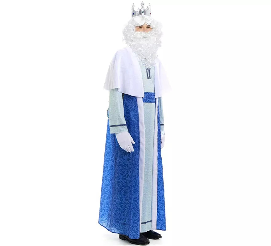Translation missing: de.Disfraz de Rey Mago Melchor azul y blanco para hombre