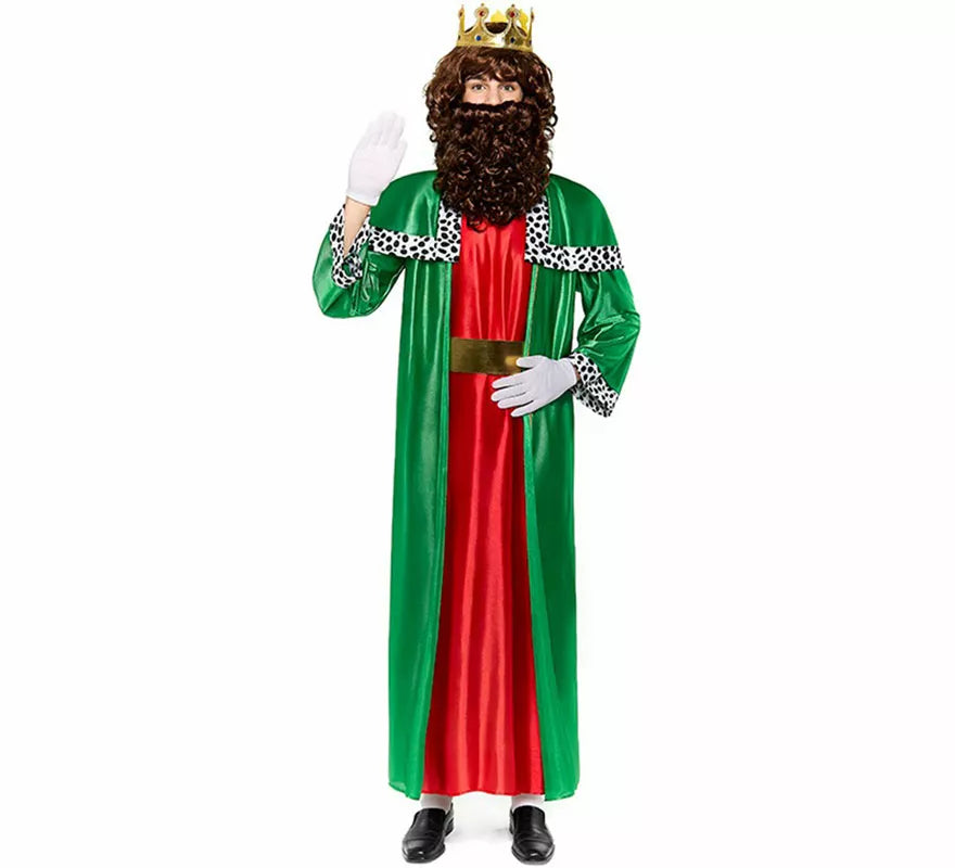 Translation missing: de.Disfraz de Rey Mago verde para hombre