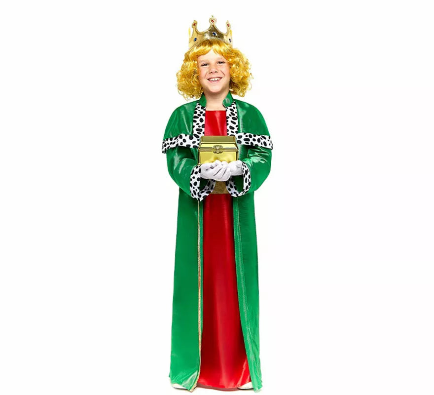 Translation missing: de.Disfraz de Rey Mago verde para niño