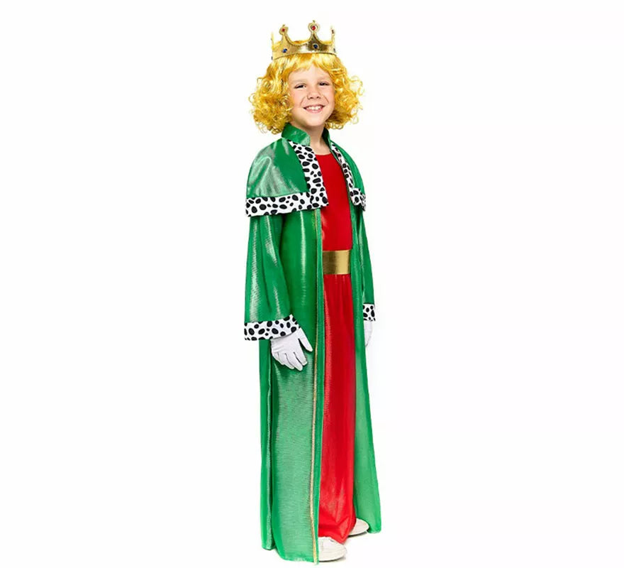 Disfraz de Rey Mago verde para niño