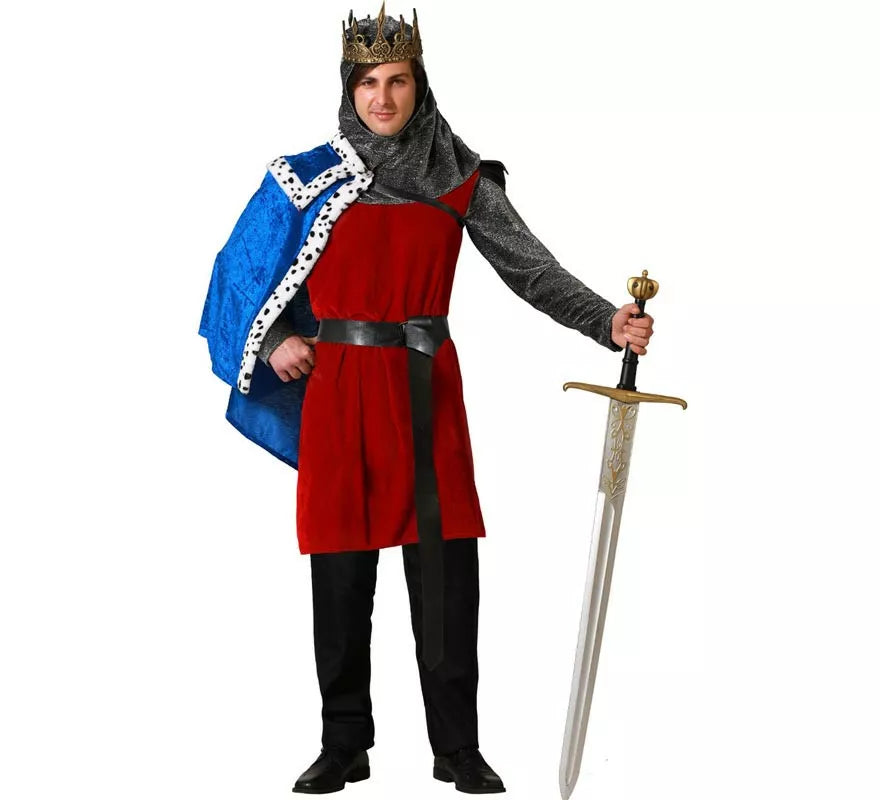 Translation missing: de.Disfraz de Rey Medieval burdeos con cinturón para hombre