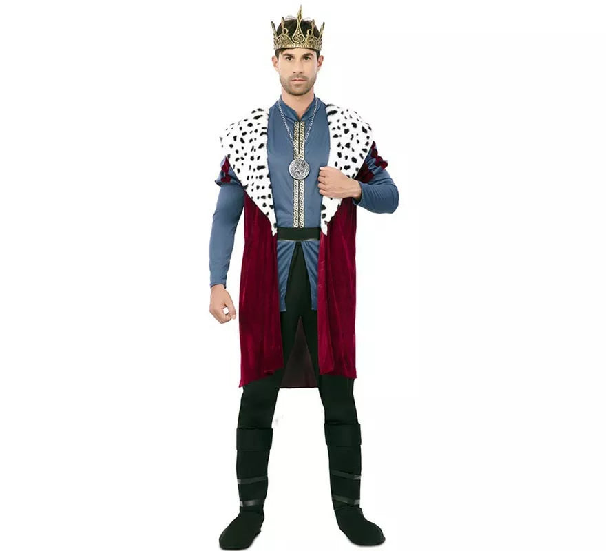 Disfraz de Rey Medieval con estampado deluxe para hombre