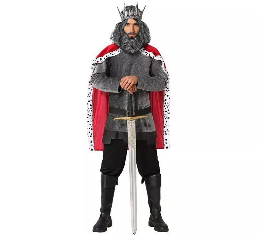 Translation missing: de.Disfraz de Rey Medieval Gris para hombre