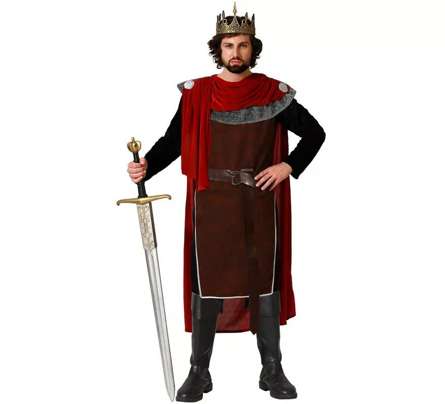 Translation missing: de.Disfraz de Rey Medieval rojo para hombre