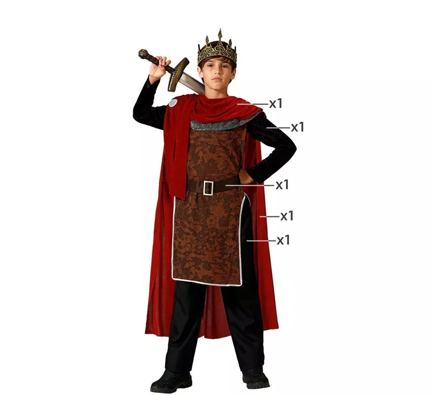 Disfraz de Rey Medieval rojo para niño