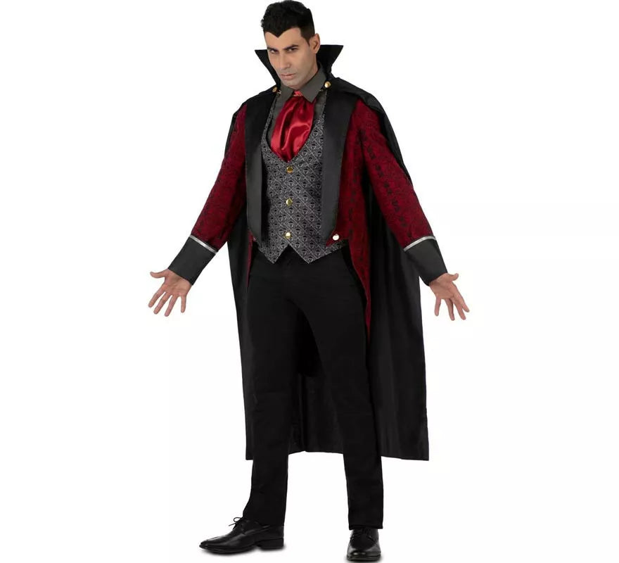 Translation missing: de.Disfraz de Rey Vampiro burdeos oscuro para hombre