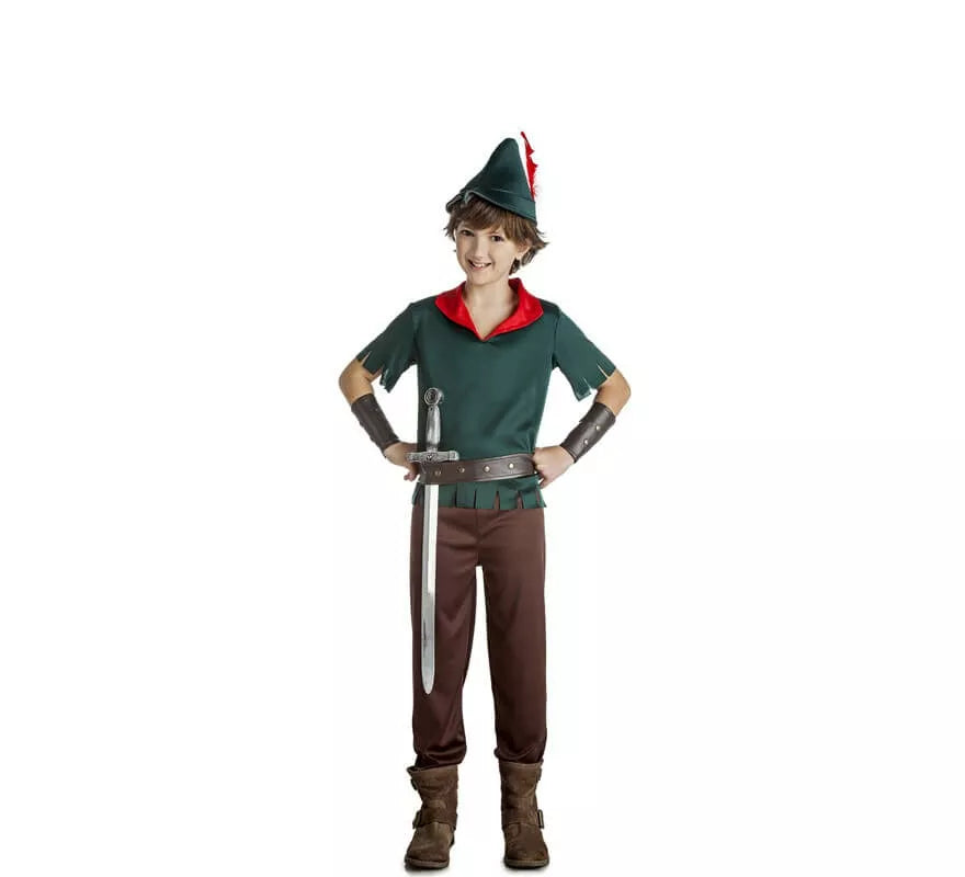 Translation missing: de.Disfraz de Robin Hood verde oscuro para niño