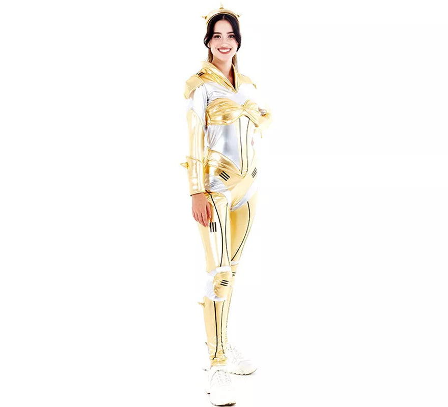Translation missing: de.Disfraz de Robot Woman Estelar Dorado para mujer