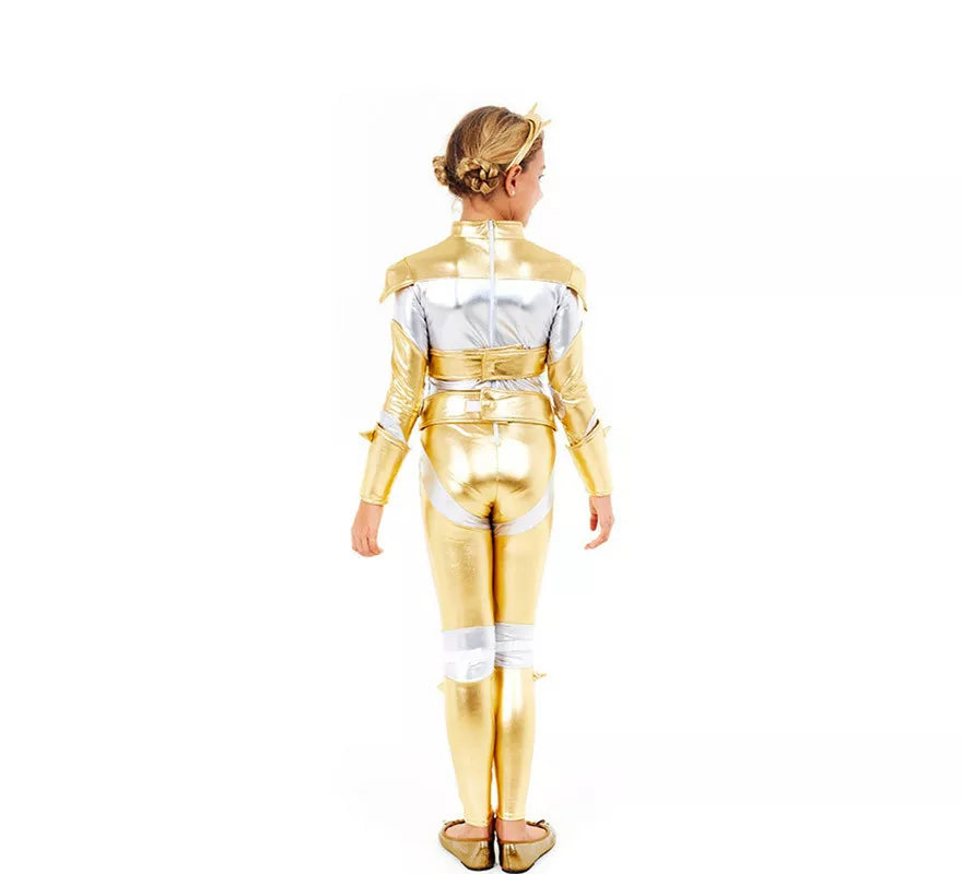 Translation missing: de.Disfraz de Robot Woman Estelar Dorado para niña