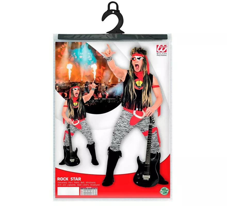Translation missing: de.Disfraz de Rock Star negro y rojo para hombre