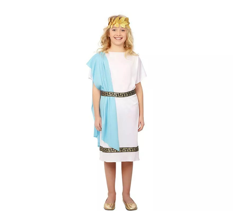 Translation missing: de.Disfraz de Romana azul y blanco con tocado para niña