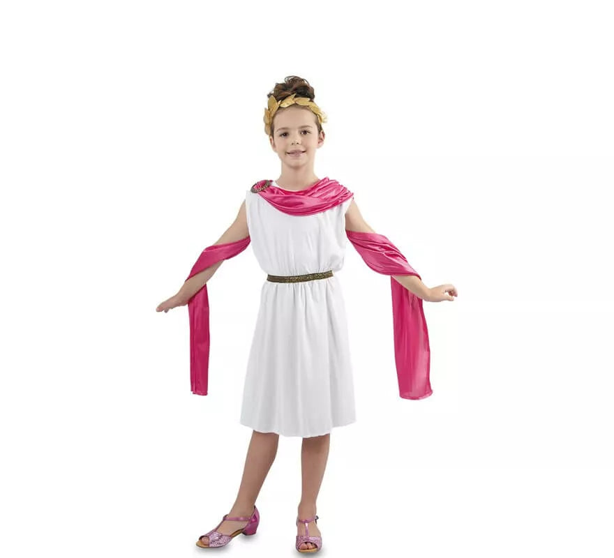Translation missing: de.Disfraz de Romana blanca y rosa para niña