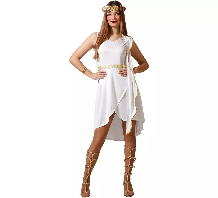 Disfraz de Romana blanco con detalles dorados para mujer