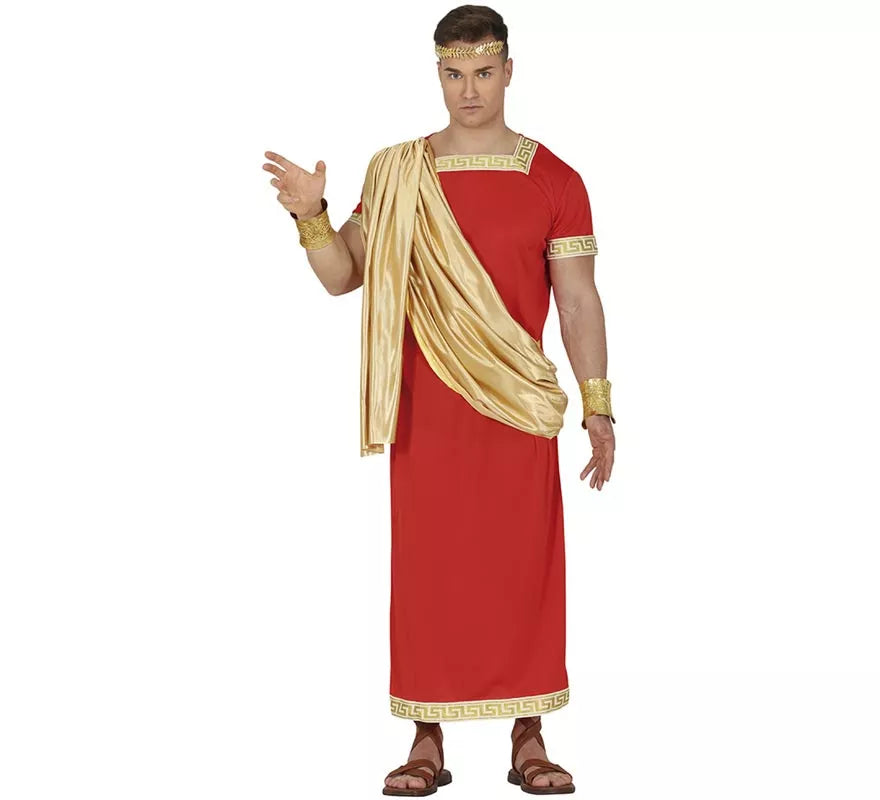 Translation missing: de.Disfraz de Romano rojo y dorado para hombre