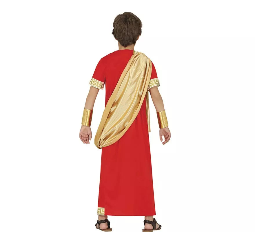 Disfraz de Romano rojo y dorado para niño