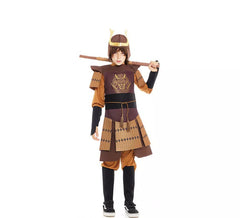 Braunes japanisches legendäres Samurai-Kostüm für Jungen