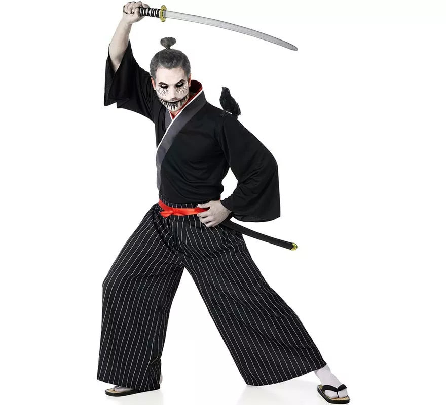 Translation missing: de.Disfraz de Samurai negro y rojo para hombre