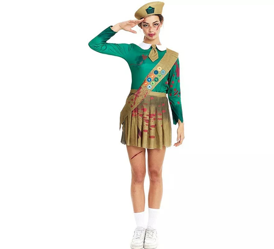Translation missing: de.Disfraz de Scout Zombie verde y marrón para mujer