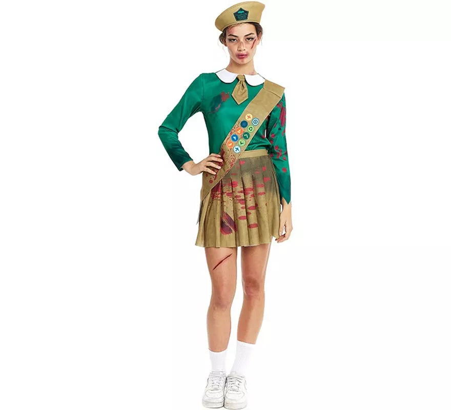 Disfraz de Scout Zombie verde y marrón para mujer
