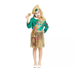 Grün-braunes Zombie-Scout-Kostüm für Mädchen und Jugendliche