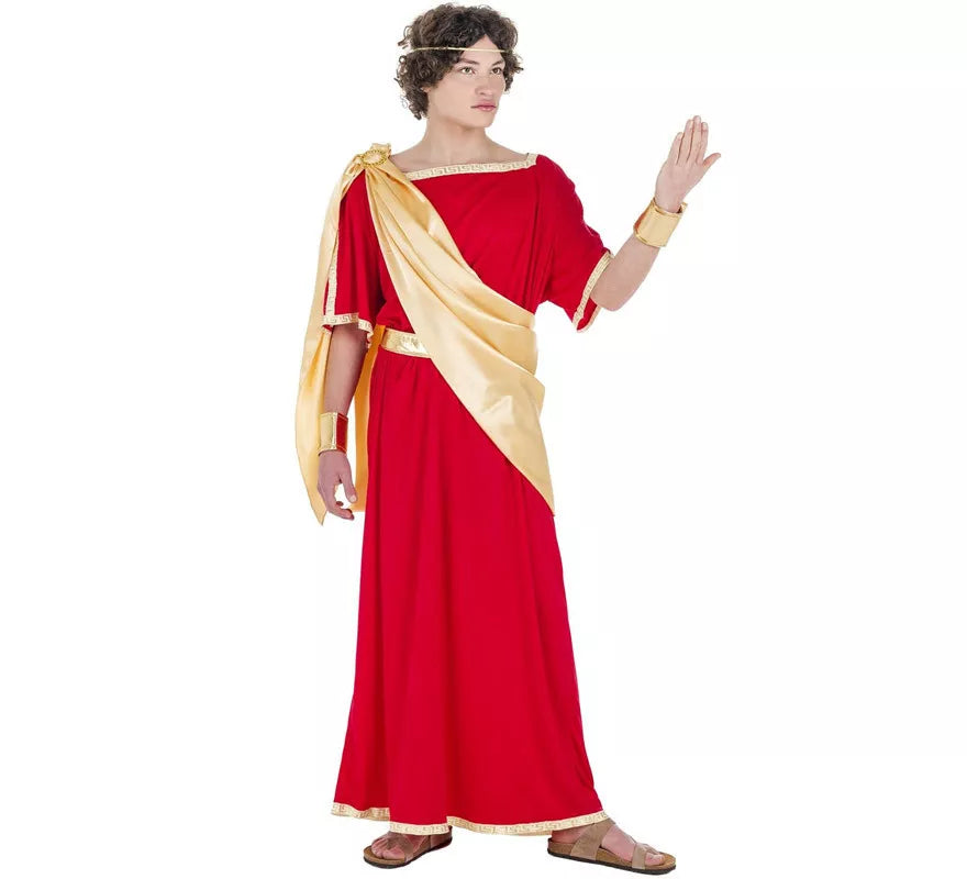 Translation missing: de.Disfraz de Senador Romano rojo y dorado para hombre