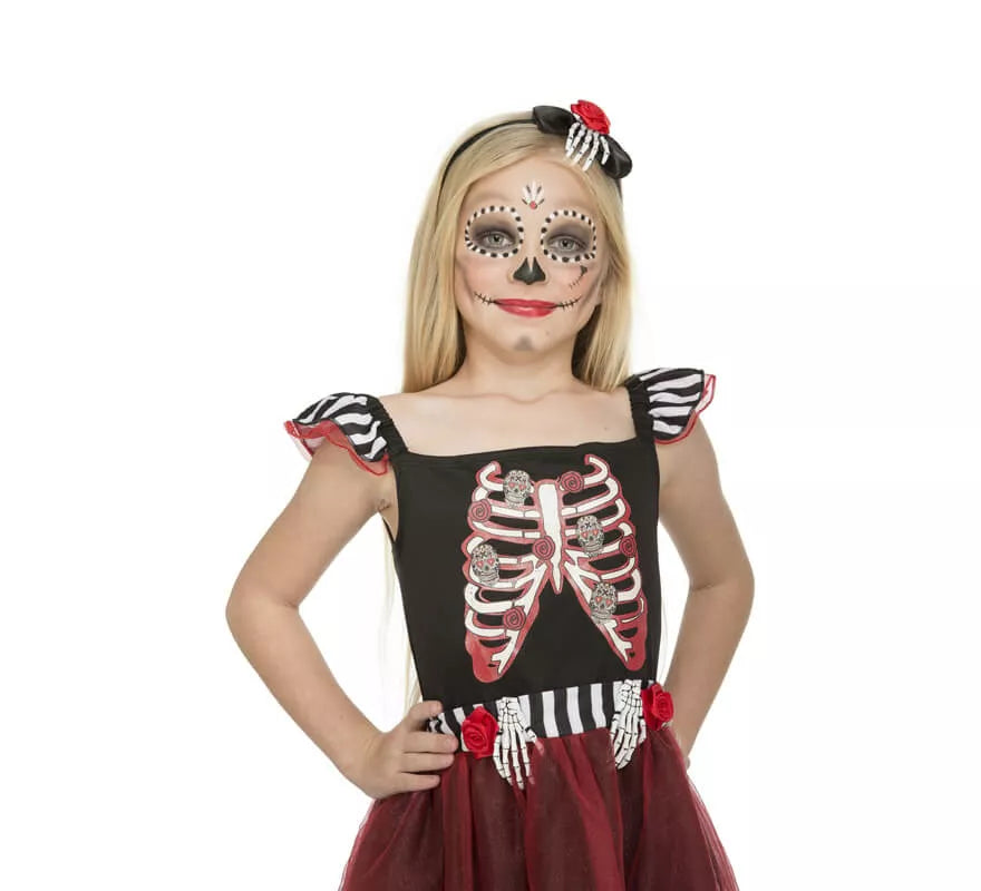 Translation missing: de.Disfraz de Señorita Esqueleto Roja para niña