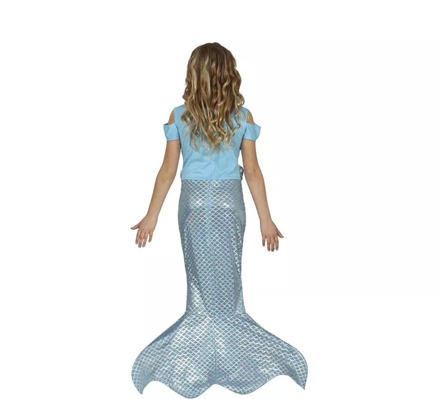 Translation missing: de.Disfraz de Sirena Cola Larga Azul para niña