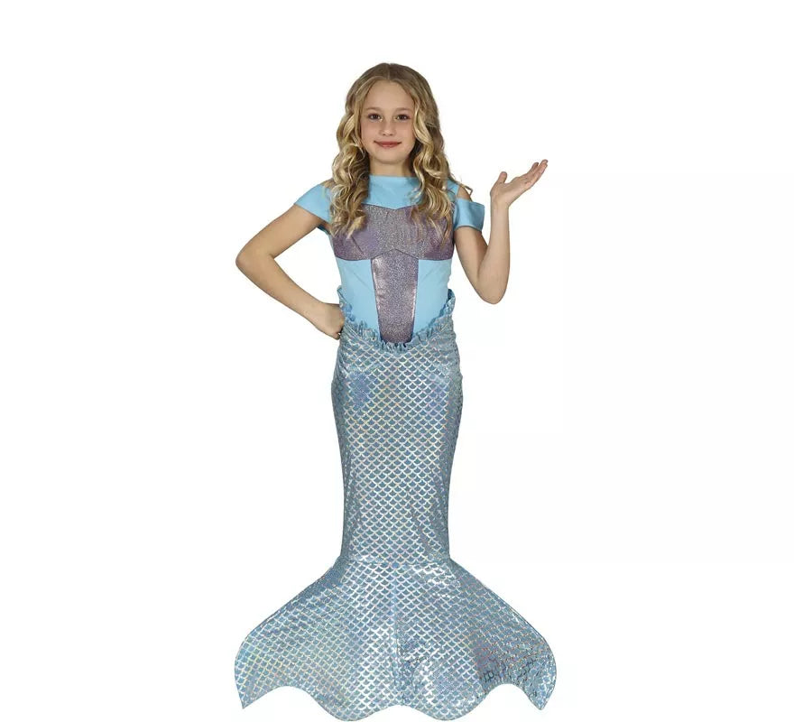 Translation missing: de.Disfraz de Sirena Cola Larga Azul para niña