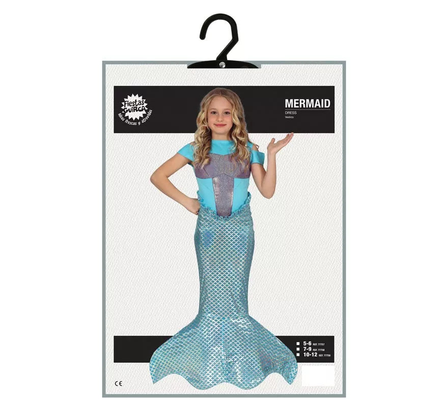 Translation missing: de.Disfraz de Sirena Cola Larga Azul para niña