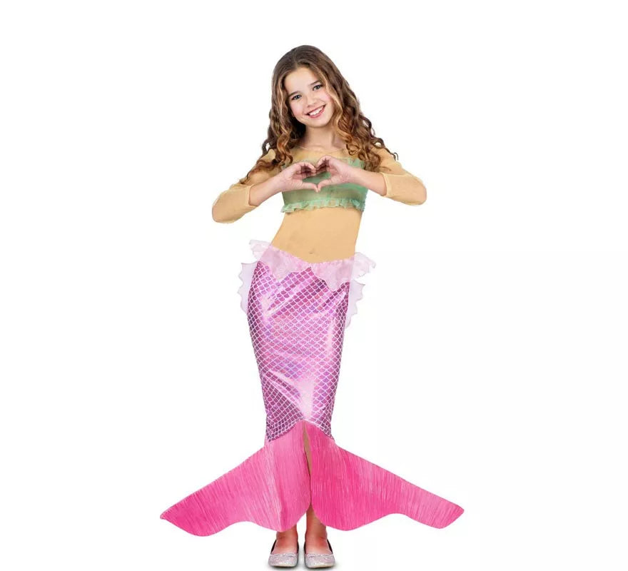 Translation missing: de.Disfraz de Sirena rosa con cola para niña