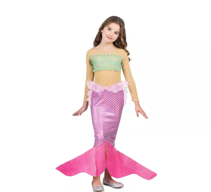 Disfraz de Sirena rosa con cola para niña