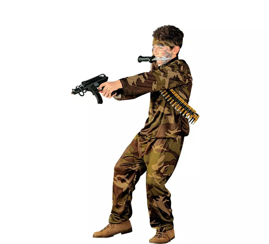 Disfraz de Soldado camuflado marrón para niño y adolescente