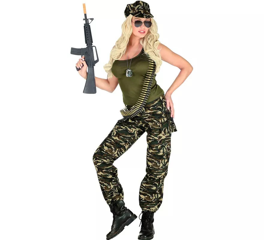 Disfraz de Soldado camuflado verde para mujer