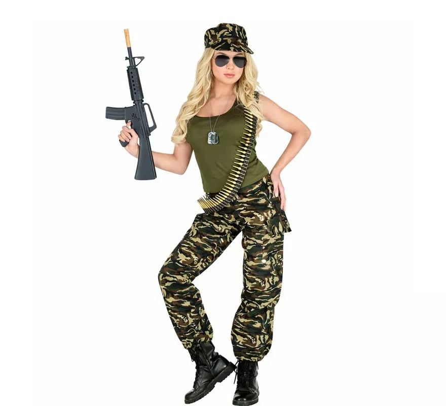 Translation missing: de.Disfraz de Soldado camuflado verde para mujer