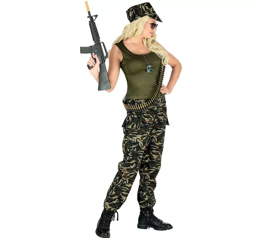 Translation missing: de.Disfraz de Soldado camuflado verde para mujer