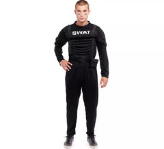 Schwarzer muskulöser SWAT Soldat Kostüm für Herren