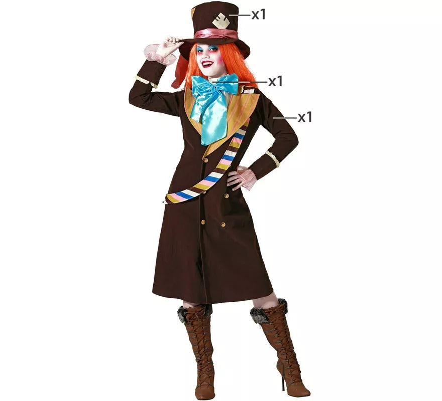 Translation missing: de.Disfraz de Sombrerera Loca Marrón para mujer