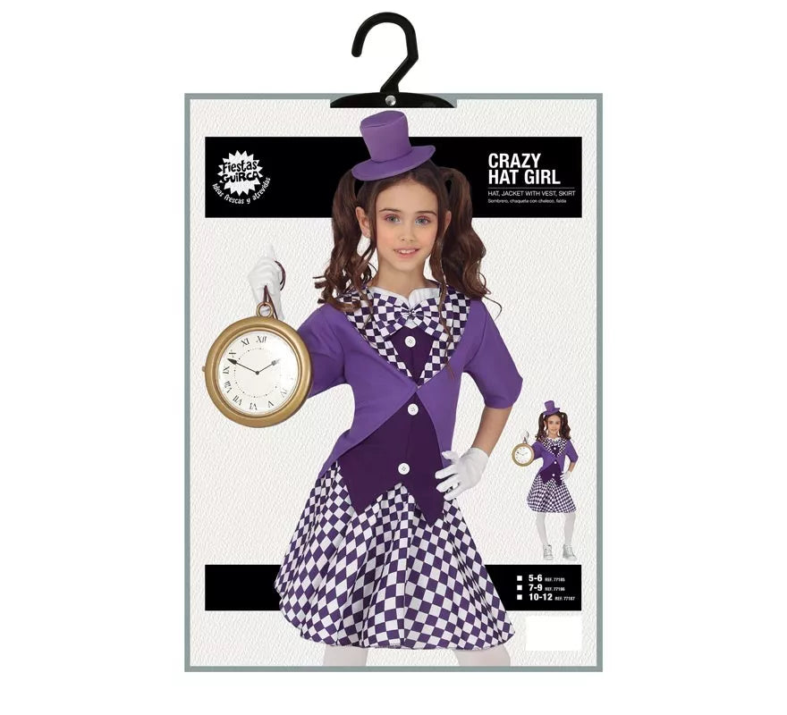 Translation missing: de.Disfraz de Sombrerera Morado para niña
