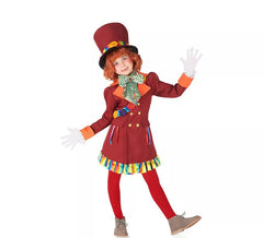 Burgunderrotes Mad Hatter-Kostüm für Mädchen