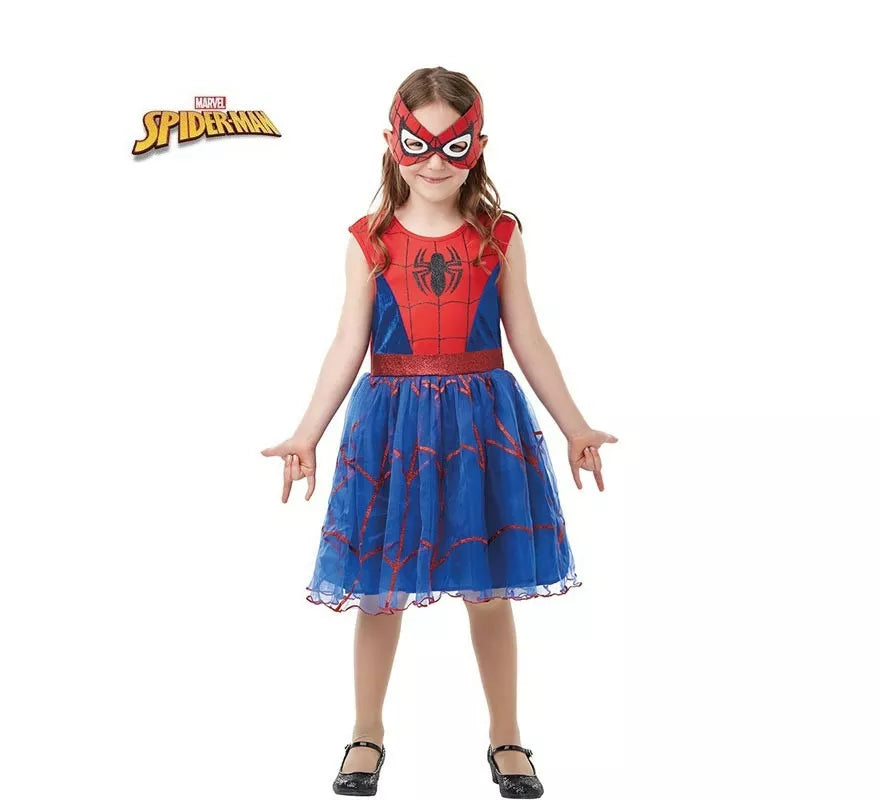 Translation missing: de.Disfraz de Spider Girl de Spiderman en vestido con antifaz para niña