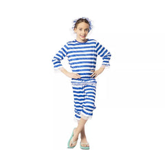 Blaues Miss Bather-Kostüm im Retro-Stil der 1920er Jahre für Mädchen