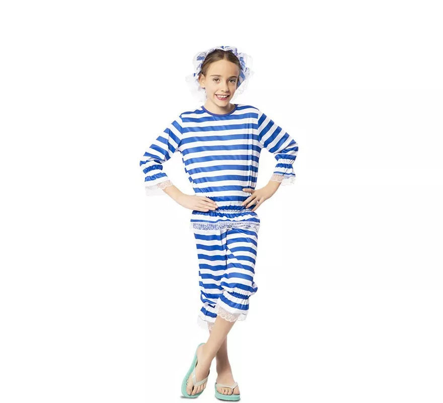 Translation missing: de.Disfraz de Srta. Bañista Retro Años 20 Azul para niña