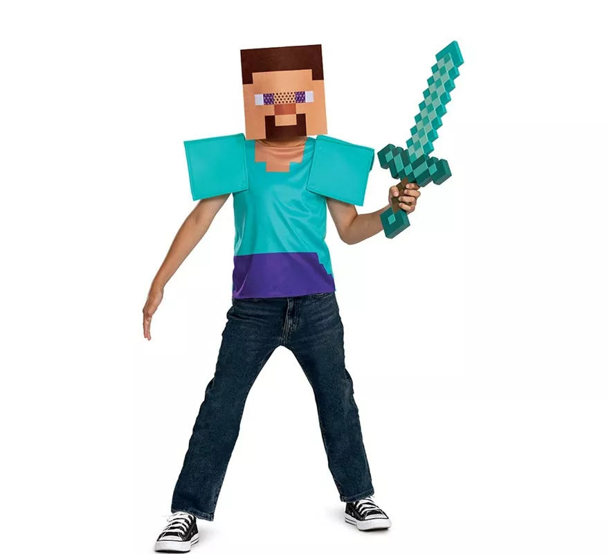Translation missing: de.Disfraz de Steve Minecraft con máscara para niño