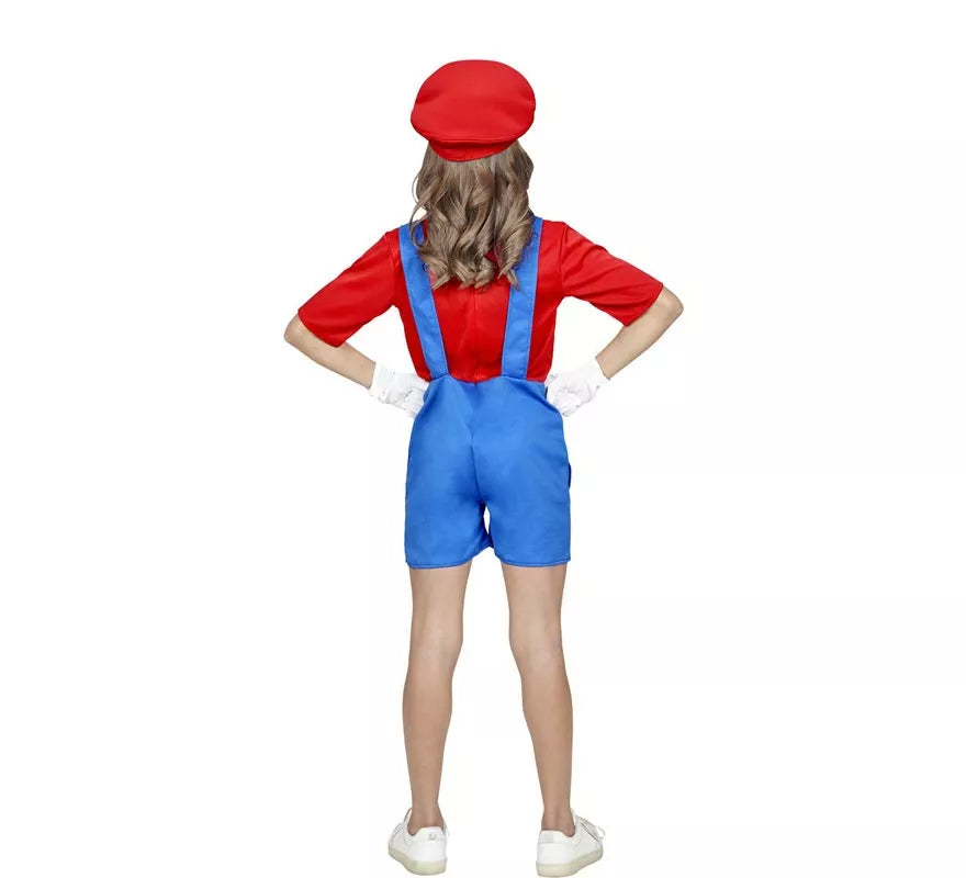 Translation missing: de.Disfraz de Súper Fontanera roja para niña y adolescente