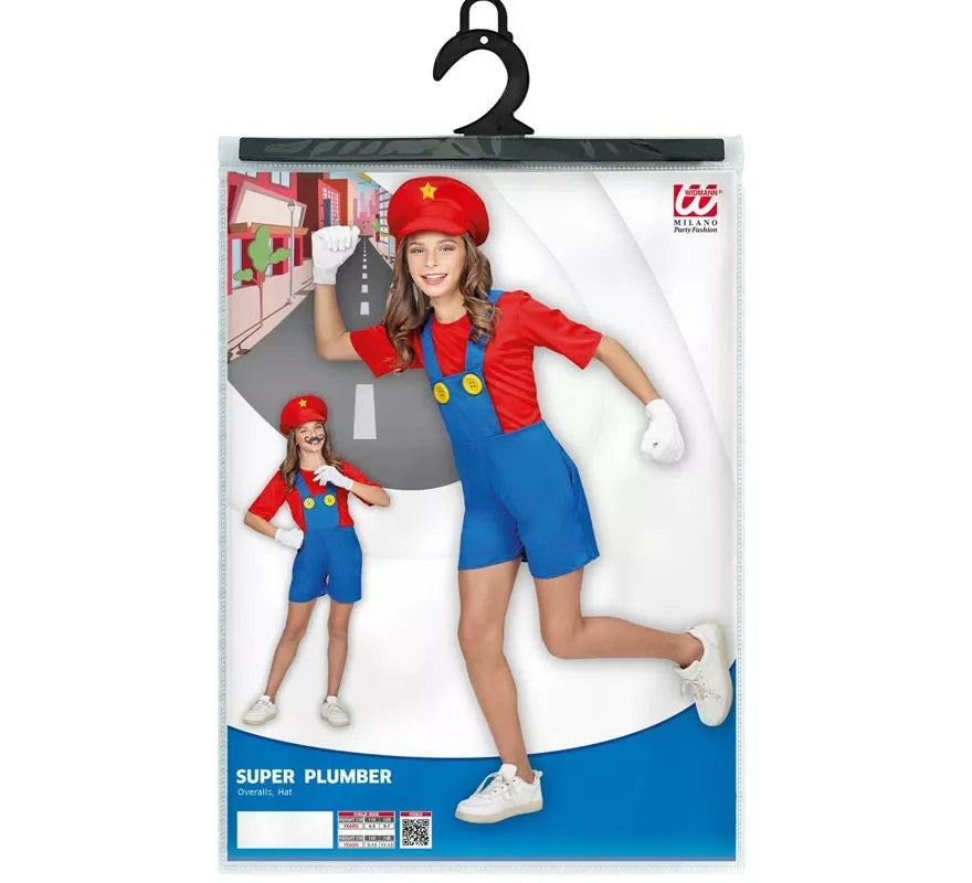 Translation missing: de.Disfraz de Súper Fontanera roja para niña y adolescente