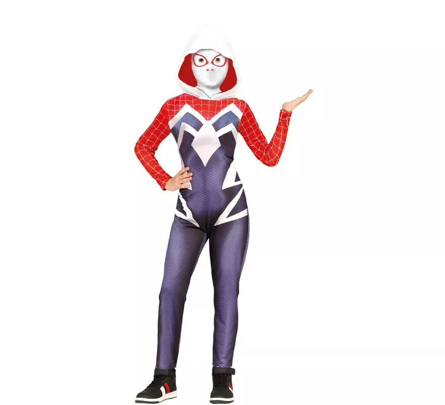 Translation missing: de.Disfraz de Super Heroína Arácnida encapuchada para niña