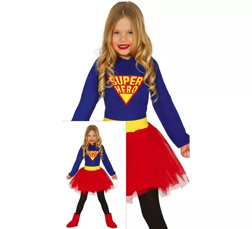 Translation missing: de.Disfraz de Súper Heroína Azul y Rojo con tutú para niña