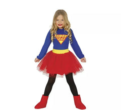 Blaues und rotes Superheldin Kostüm mit Tutu für Mädchen