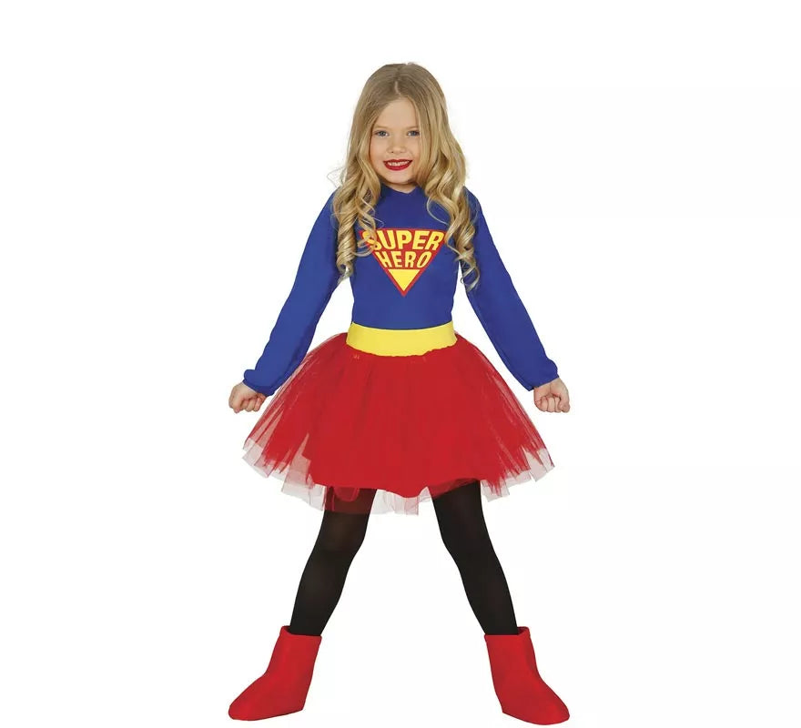 Translation missing: de.Disfraz de Súper Heroína Azul y Rojo con tutú para niña